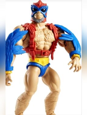 Mattel Blue and Red Feathered Stratos Winged Warrior Action Figure